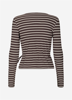 Enally ls v-n stripe bluse 7262 Moonstruck/Chocolate Envii 